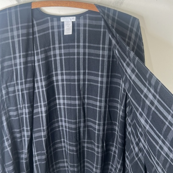 J. JILL Black and Gray Plaid Shawl Cover-Up Size One Size - Picture 10 of 12